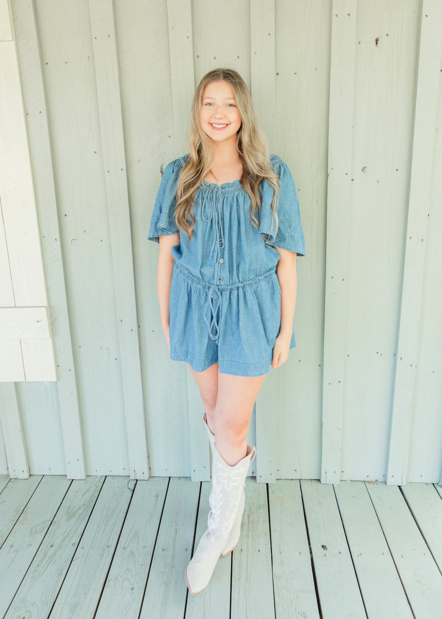 The Sweet Magnolia Denim Romper