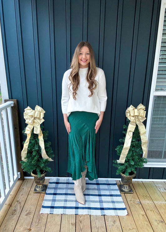 The Hunter Green Holiday Ruffle