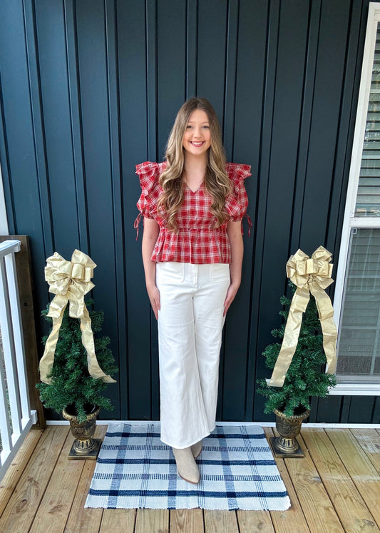 The Mistletoe Plaid Ruffle Top