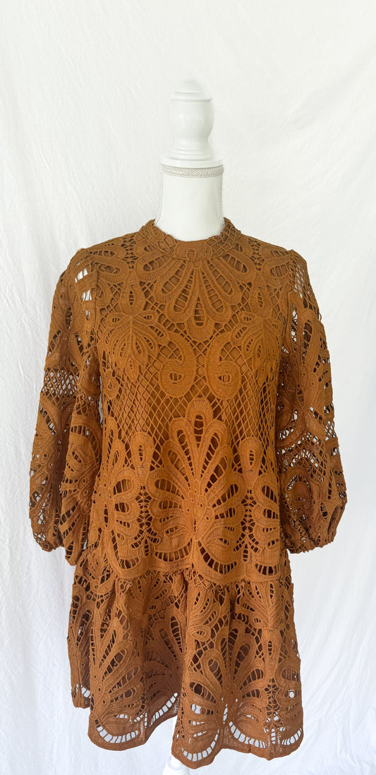 Rich Tan Lace Dress