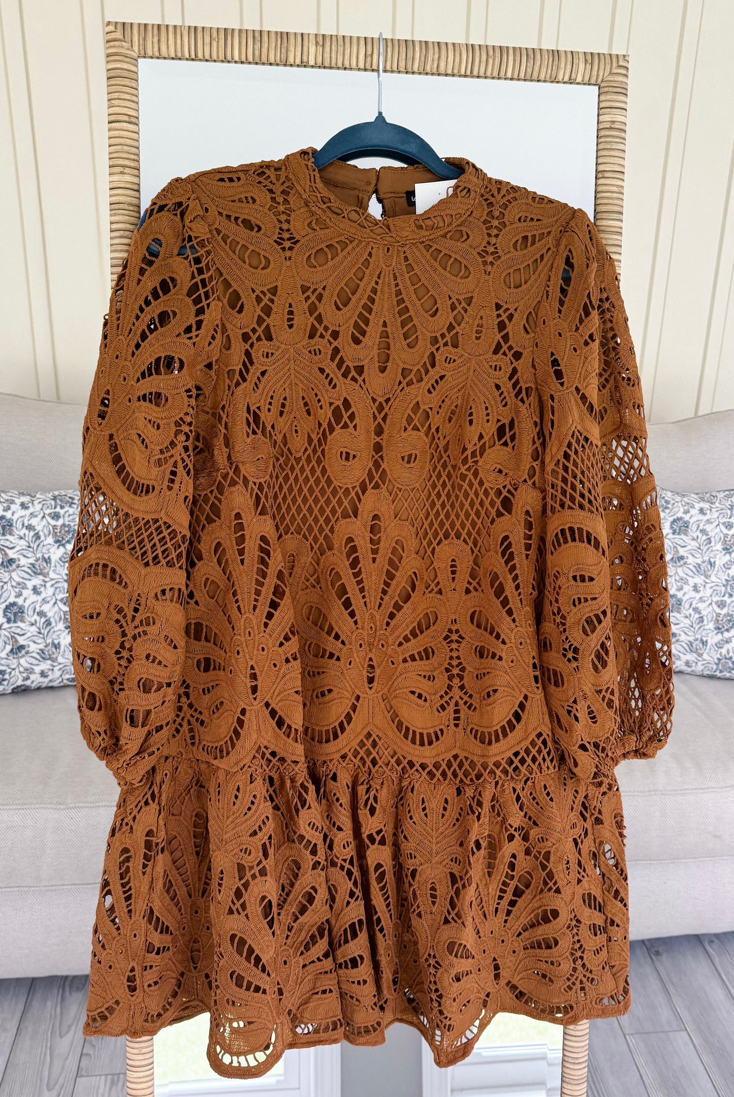 Rich Tan Lace Dress